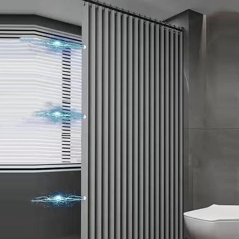 JSSEVN - Cortina de ducha de lino de alta resistencia - Ultra resistente - Proporciona privacidad, lavable a máquina - Perfecta para baños pequeños (Gris, 180 x 200 cm) (1/4)