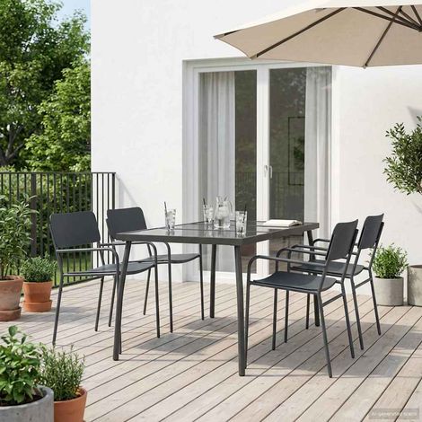 vidaXL Dining Set 5 pcs Anthracite Steel (1/5)