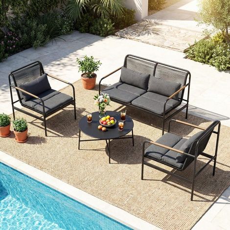 Résine tressée respirante et confort au quotidien, ensemble mobilier extérieur 4 pièces pour jardin ou balcon (1/5)