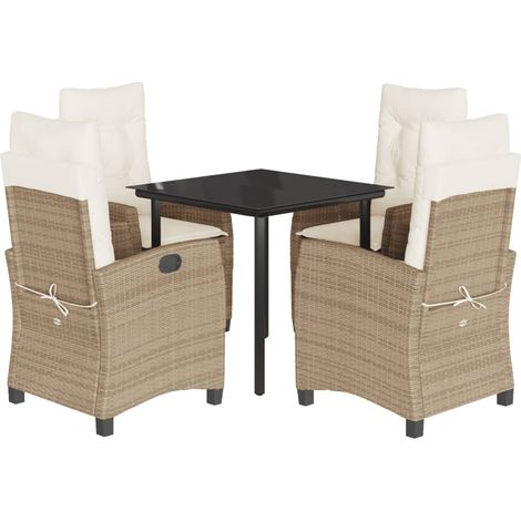 Maison Exclusive - Set da Pranzo da Giardino 5 pz con Cuscini Beige in Polyrattan (1/5)