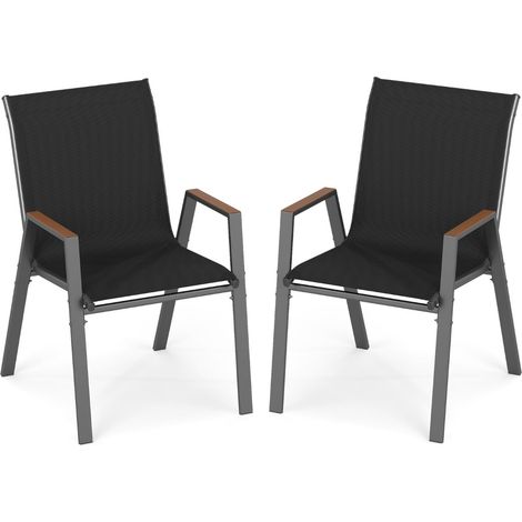 Set mit 2 stapelbaren Gartenstühlen, atmungsaktives Teslin-Gewebe