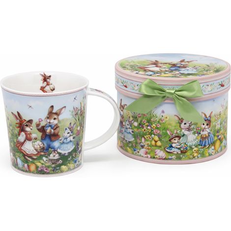 Taza de porcelana de 350 ml con diseño de conejitos de Pascua y caja de regalo. (1/5)