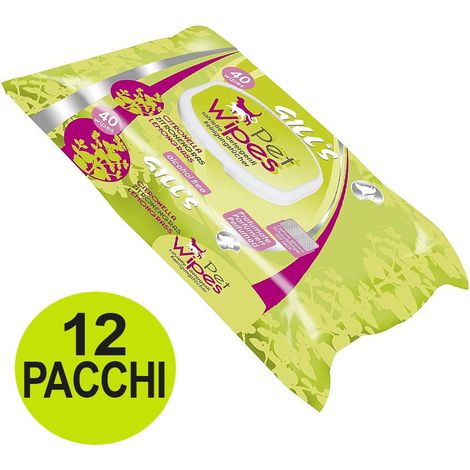 OFFRE 12 paquets de 40 lingettes humides à la citronnelle pour chiens et chats