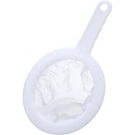 2 Pièces Passoire à Mailles Fines Passoire à Yaourt en Maille de Nylon Passoire en Plastique à Mailles Ultra Fines Mini Passoire à Jus Passoire à Miel Blanc avec Poignée pour Lait Soja Vin