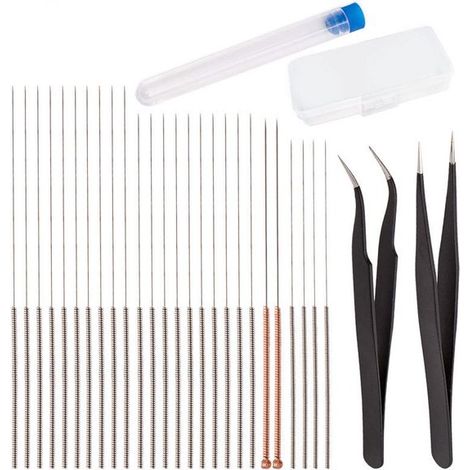28-teiliges Düsenreinigungsset für 3D-Drucker, Nadeln und Pinzette (0,15–0,5 mm), Extruderreiniger aus Edelstahl (1/5)