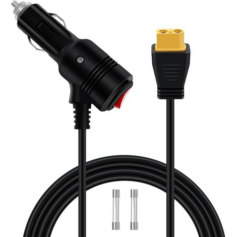 XT60 Allume Cigare avec Interrupteur et Indicateur LED 12V 24V 16AWG 15A Cable XT60 Allume Cigare, pour Moto, Voiture, Bateau, Panneaux Solaires Onduleur de Voiture (1 m) (1/5)