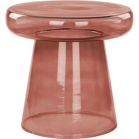 Beliani – Table d'appoint ronde en verre teinté rouge 39 cm – Design moderne – Finition laquée – Élément décoratif intérieur