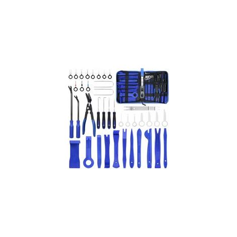 Outils de démontage pour panneaux intérieurs automobiles – 39 pièces pour retirer systèmes audio, radios, garnitures de portes et tableaux de bord (couleur bleue)