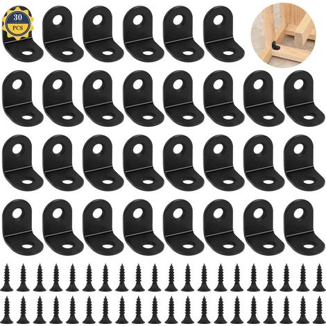 Équerre d’ Angle Droit 30 Pcs Support de Coin en Acier Inoxydable Support de Fixation en Forme de L Robuste Équerre de Fixation 90