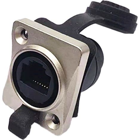 Connecteur RJ45 femelle traversant avec capuchon étanche, transmission de données stable, cuivre, prise réseau industrielle argentée (1/5)