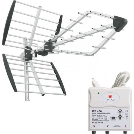 TRIAX PACK VIPER Antenne TNT Rateau TV Prémontée + Amplificateur d'intérieur 2 Sorties