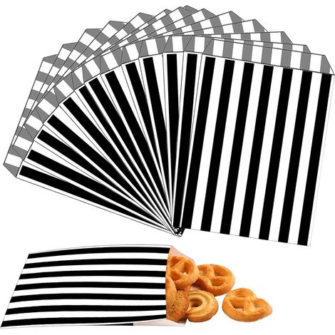 100 pièces Noir Rayures Sac Cadeau Sachet Bonbons Anniversaire,12.7cmx17.8cm Petit Pochette Papier Kraft pour Emballage Cadeau Garçon Fille,pour Anniversaire Enfants,Mariage,Noël,Fête,Halloween (1/5)