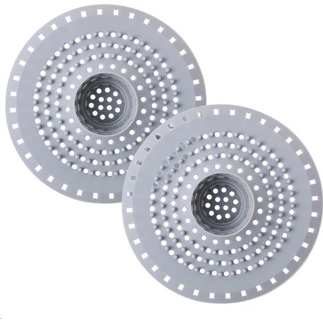 Crépine Cheveux - Filtre Drain Silicone TPR Souple 12,5 cm - Pour Douche Baignoire Lavabo Cuisine - Lot de 2 (1/5)