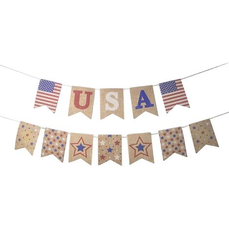 Guirlande patriotique triangulaire, décorations pour la fête de l'indépendance du 4 juillet, drapeaux à suspendre pour l'intérieur et l'extérieur (1/4)