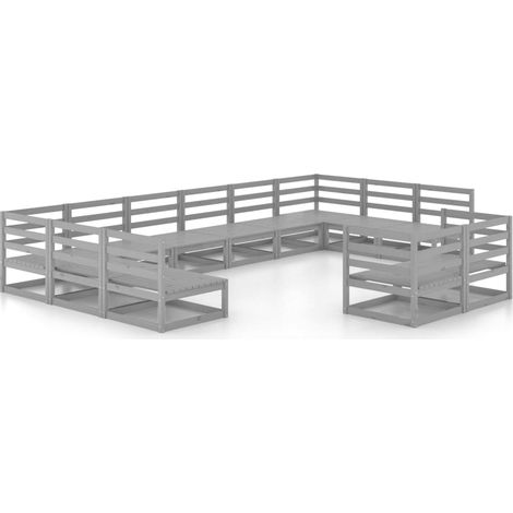 Maison Exclusive - 12-tlg. Garten-Lounge-Set Massivholz Kiefer (1/5)