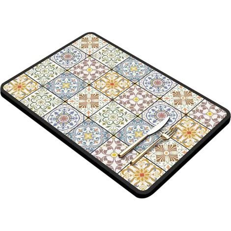 Sets de table, sets de table géométriques colorés vintage pour fête, cuisine, salle à manger, sets de table absorbants contrôlés par l'eau, isolation thermique, tapis à séchage rapide, 30 x 40 cm'Viol (1/5)