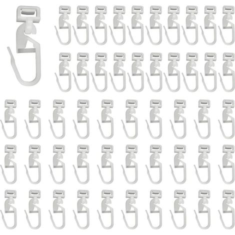 Lot de 50 crochets de rideau à suspendre En plastique Blanc Pour caravane, camping car (1/5)