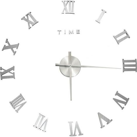 Horloge murale 3D, design moderne, argentée, 100 cm XXL (1/5)