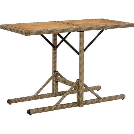 Table d'extérieur Table de salon de jardin - Beige Bois massif d'acacia et poly rotin BV138307 - BonneVie (1/5)