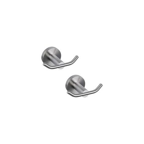 Porte-manteau double en acier inoxydable SUS304 argent, style hôtel, lot de 2 – (1/5)