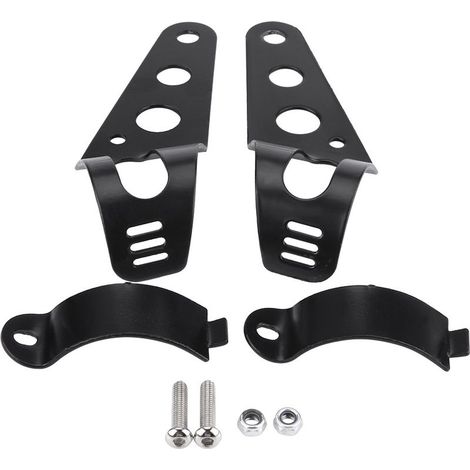 Kit de fixation de phare de moto 35-43 mm avec collier de serrage pour tube de fourche, noir, pour chopper et café racer (1/5)