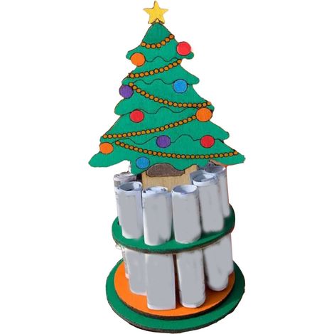 Porte-monnaie de Noël festif et original en bois, idéal pour décorer votre sapin de Noël. (1/3)