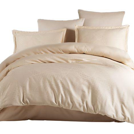 Bettwäsche-Set 220x200 BAUMWOLLE Satin-Jacquard-Muster geometrisches Beige Mandrain Beige (1/5)