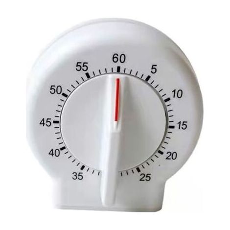 Minuterie de cuisine, minuterie mécanique de 60 minutes facile à lire (blanc) (1/4)