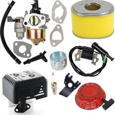 de carburateur avec filtre à air Bobine d'allumage Lanceur Compatible avec Honda Gx140 Gx160 Gx200 Pièces de moteur 5,5HP 6,5HP +Système d'échappement silencieux avec bouclier thermique EX35 (1/5)