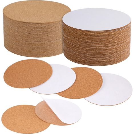 100pcs Dessous de Verre en Liège, 9cm Rondes Autocollants, Tapis de Support en Liège pour Dessous de Verre, Petits Pots, Travaux Manuels, Meubles, Maison (1/5)