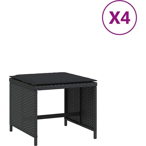 Maison Exclusive - Sgabelli da Giardino con Cuscini 4pz Neri 41x41x36cm Polyrattan