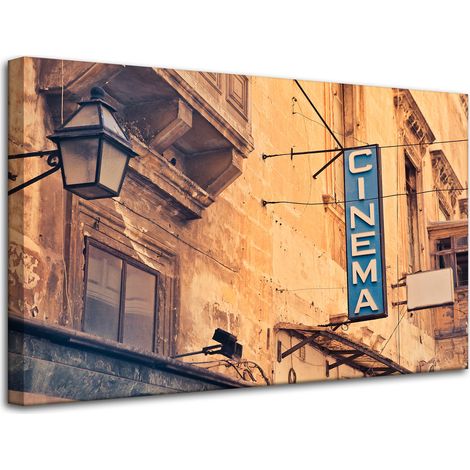 Lienzo impreso con diseño vintage retro de pizarra de cine, 80x50