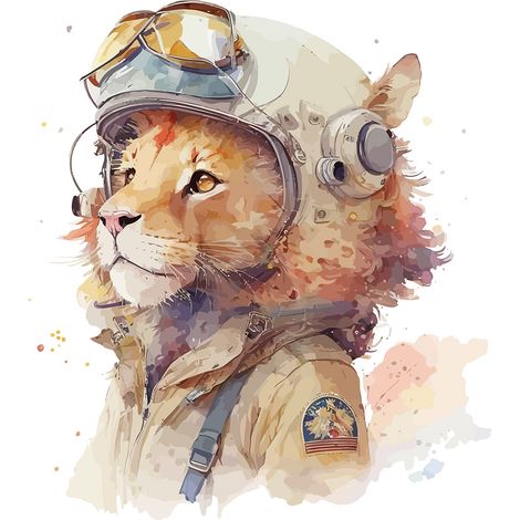 Papier peint panoramique Enfants - Lionceau aviateur - 130 cm x 84 cm (1/2)
