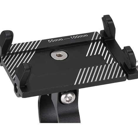 Support de téléphone portable pour vélo en aluminium, fiable et stable, compatible VTT, moto et GPS, noir. (1/5)