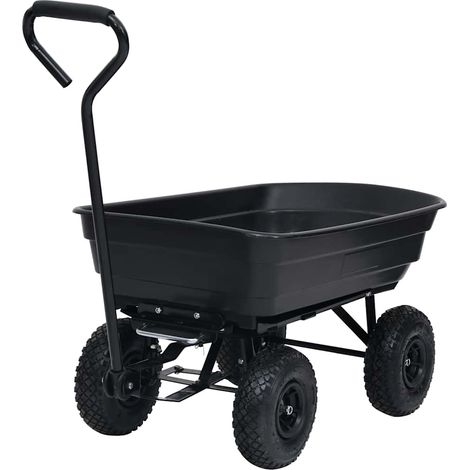 Chariot à main à bascule de jardin 300 kg 75 L Noir