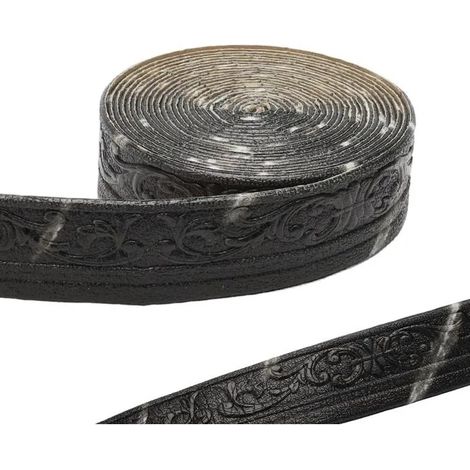 Frise autocollante étanche 10 m, bande décorative 3D imperméable, motif dentelle noir et blanc, pour couloir, plafond, - Noir/Blanc (1/5)