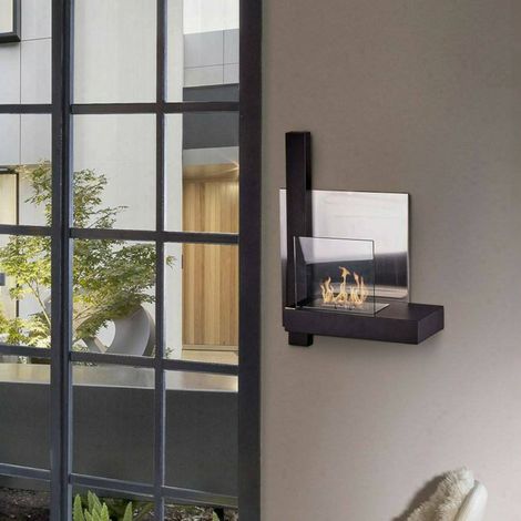Dmora - Chimenea de bioetanol Dspeggiori, Chimenea ecológica, Hogar sin humo, Calefactor de etanol, Made in Italy, 65x23 h75 cm, Negro (1/3)