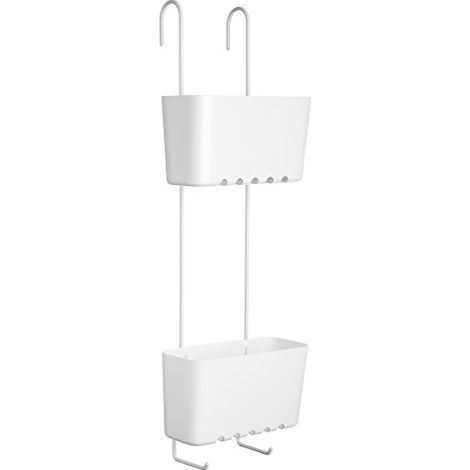 TATAY Portasapone per Doccia a 2 Livelli Resiste Umidità e Corrosione Installazione Senza Fori 100% Inossidabile Drenaggio Efficiente Facile da Pulire 20 x 13 x 59 cm – Bianco (1/3)