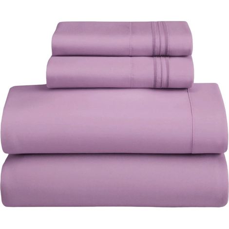 Ensemble de Draps en Microfibre - Ensemble de literie - Poches Profondes de qualité hôtelière - 4 pièces - pour Un Confort de Sommeil de Luxe Lavande (1/5)