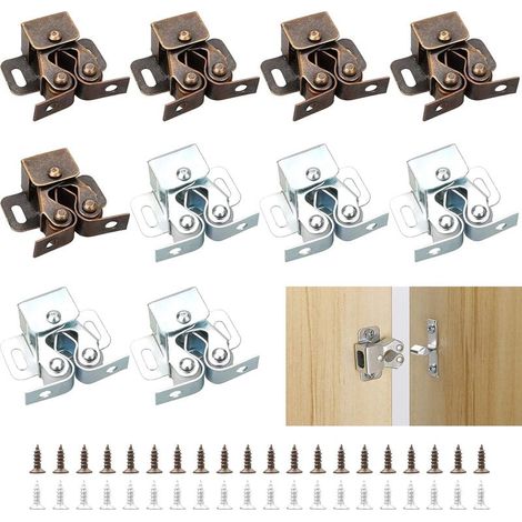 Loqueteaux de Meuble 10 Pièces Fermeture Porte Placard, Loqueteaux de Porte Placard Double Rouleau pour Placard(Deux couleurs) (1/5)