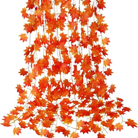 Guirnalda de hojas de arce otoñales (12 unidades, 2,3 m), ideal para Acción de Gracias, Halloween, chimenea y Navidad. (1/5)
