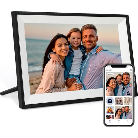 Cadre Photo Numérique WiFi 10,1 Pouces écran Tactile Intelligent 1280x800 IPS, Rotation Automatique, Configuration à Distance Facile Via l'application Noir (1/5)
