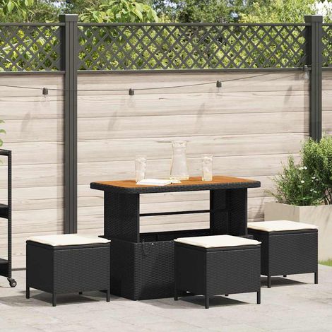 Garten Essgruppe Schwarz Poly-Rattan