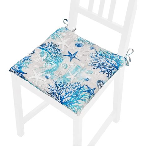 Cuscino Sedia Con Laccetti Motivo Marino Coprisedia Universale Lavabile 100% Made In Italy