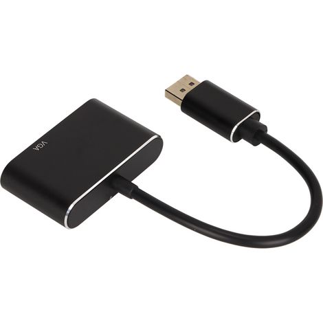 Adattatore HDMI VGA per dispositivi con porta DP, convertitore grafico esterno con doppia interfaccia multimediale ad alta definizione, compatibile con dispositivi moderni e tradizionali.