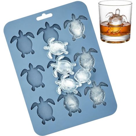 Moule À Glaçons 9 Cavités, Qualité Alimentaire, Moule En Forme De Tortue Et Moules À Cocktails En Silicone Pour Café, Thé, Boissons, Cocktails, Chocolat, Bonbons, Fruits, Fêtes, Cuisin (1/5)