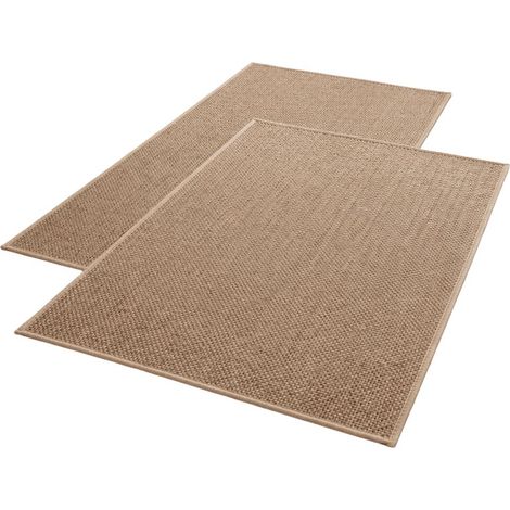 Lot de 2 tapis de bain antidérapants, ultra-absorbants, à séchage rapide, fins et tressés, beiges, 50-80 cm (1/5)