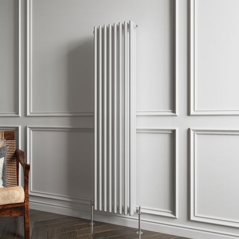 Biubiubath Traditional Cast Iron Style Radiator Vertical 3 Column White 1500x380mm
