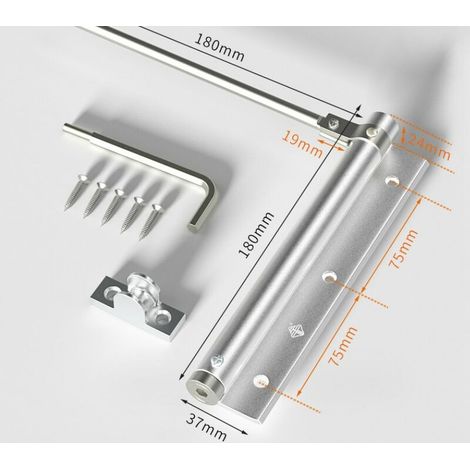 Ferme-Porte à Ressort en Alliage d'aluminium de Porte Closers réglable Monté en surface Dispositif de fermeture automatique (1 pièce) argent (1/4)