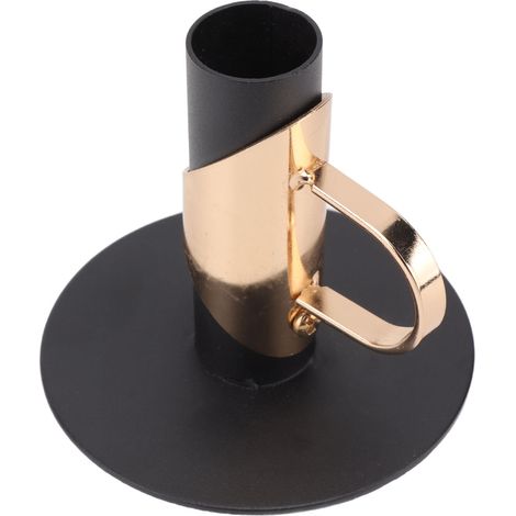 Porte-bougie en fer forgé vintage noir et or, support métallique avec anse, déco d'intérieur pour salon et chambre, lot de 1, style antique et robuste. (1/5)